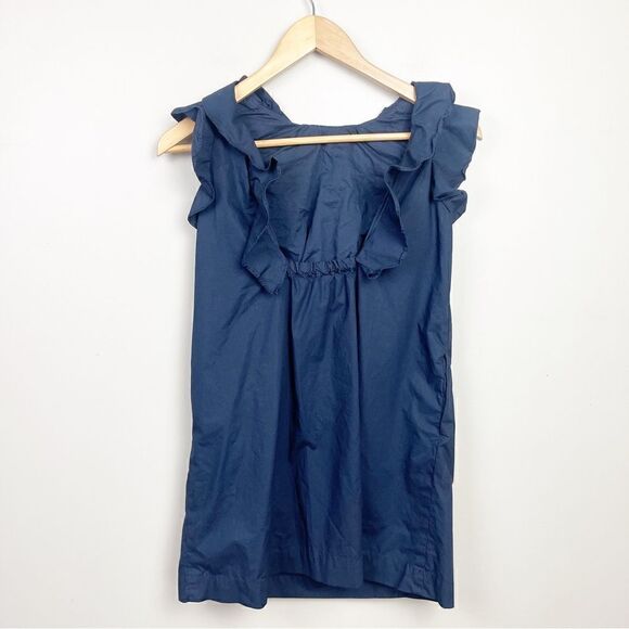 Crewcuts J. Crew Girl’s Dress Navy Ruffle Open Back Size 10 - Picture 2 of 4